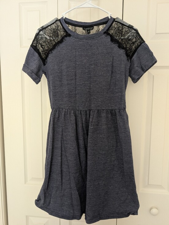 Topshop Dresses & Skirts - Topshop Lace Yoke Fit and Flare Mini Dress Size 4